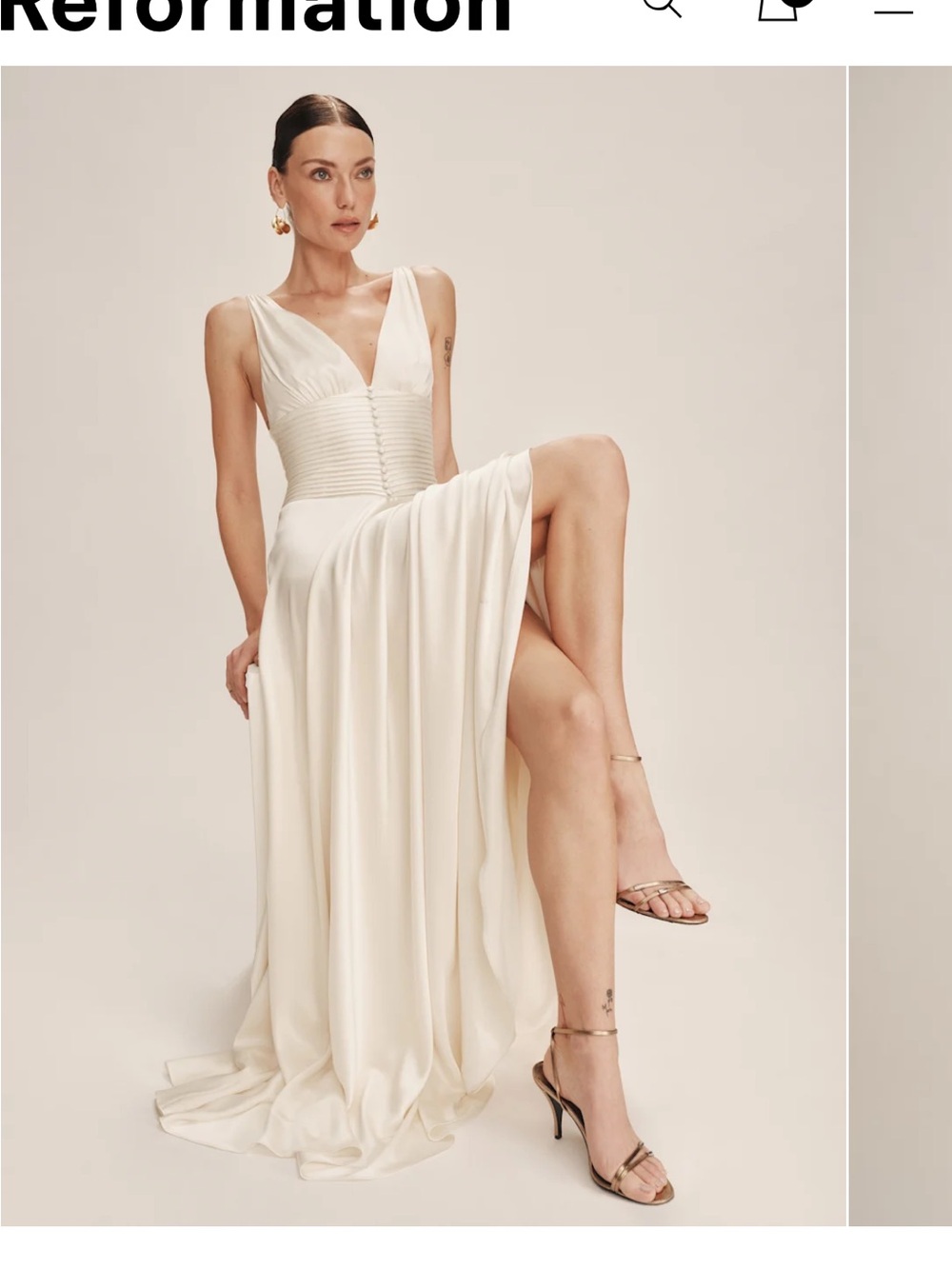 Reformation Arianwen Ivory Satin dress NWT - Picture 4 of 5
